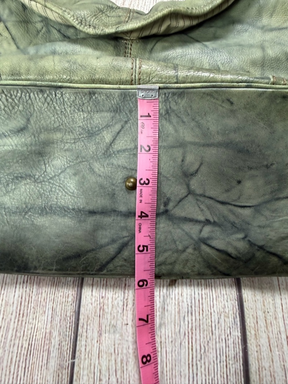 Frye Campus Crunch Marble-Effect Green Leather Shoulder Hobo - Picture 7 of 9